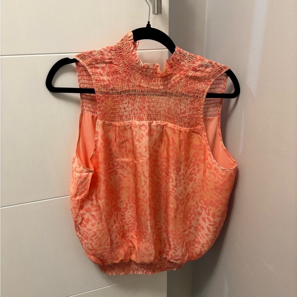 RAMY BROOK Joy Leopard Print Sleeveless Top Droco Pink (MSRP $295) Size M
